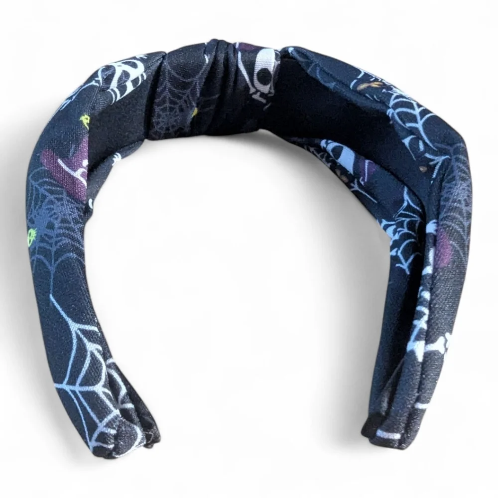 Halloween Themed Headband Spider Web Ghost Design Black NEW